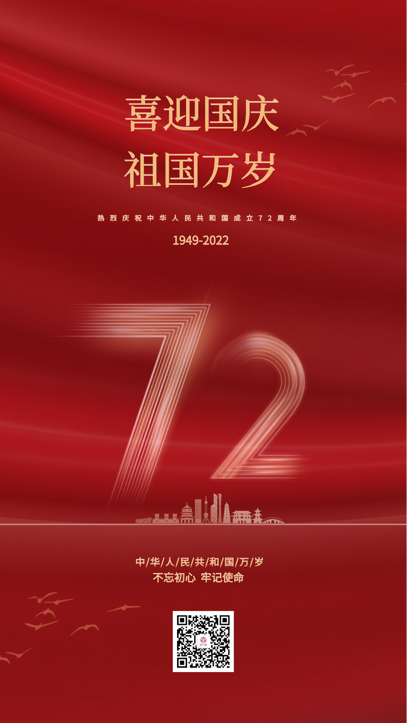 国庆节 红色 72周年 海报