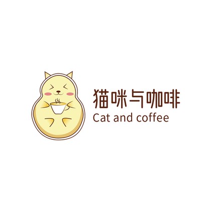 猫咪咖啡店动物卡通logo