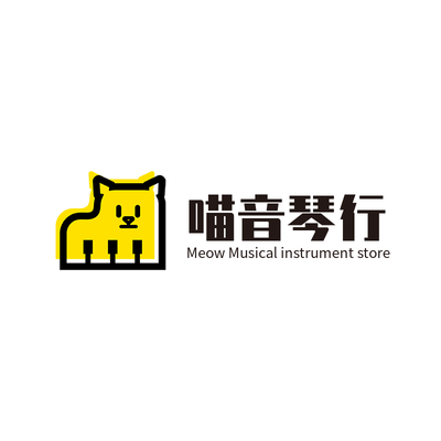 喵音琴行黄黑色logo