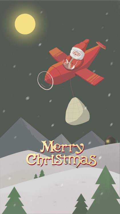 圣诞节插画手机海报