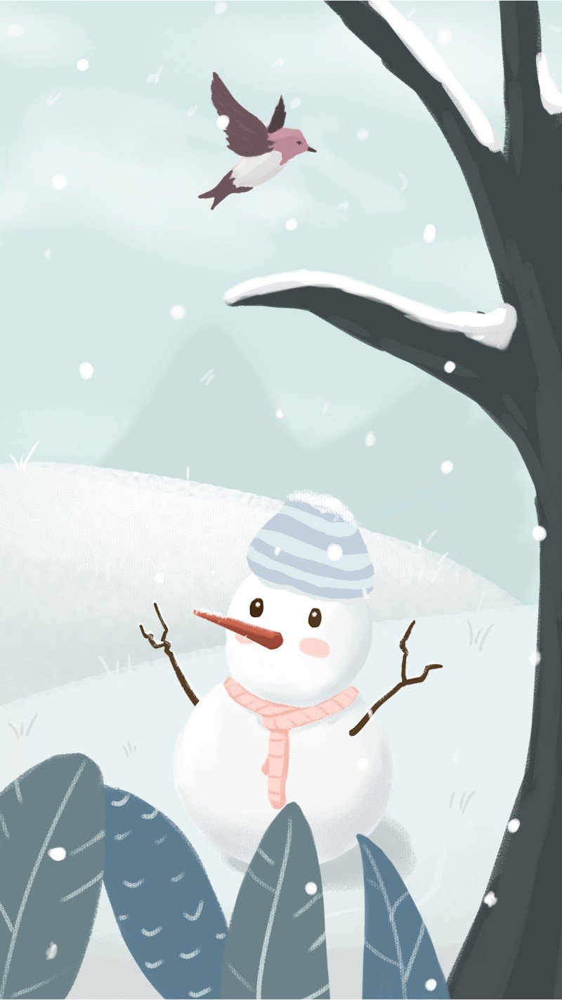 /static/assets/images/default-pic.png 小雪二十四节气雪人手机海报