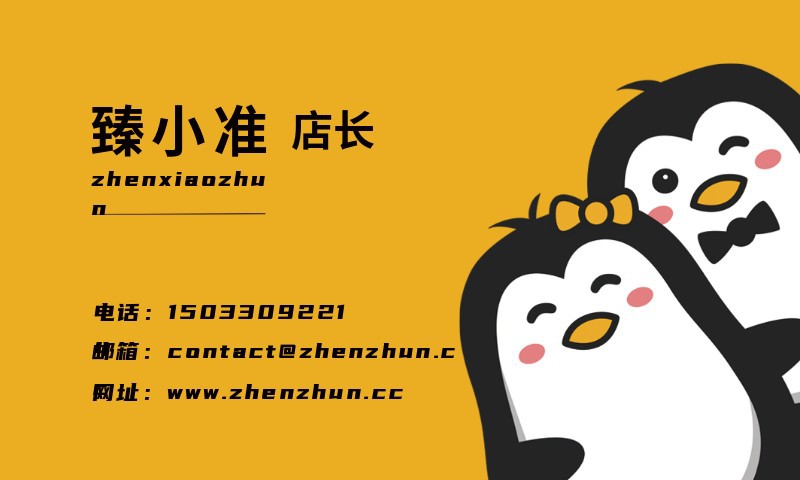 可爱卡通企鹅企业形象名片