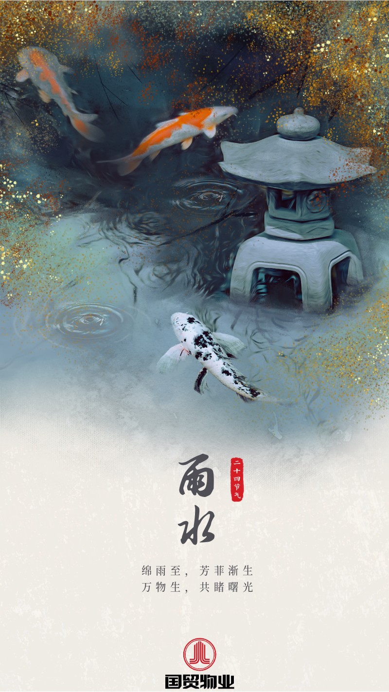 雨水，二十四节气，实景，水墨，手机海报