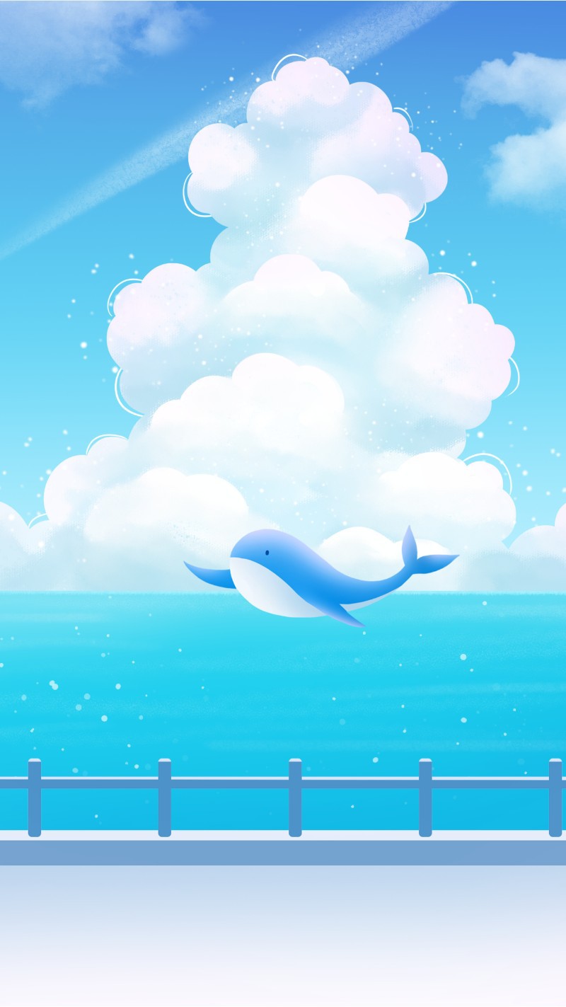 立夏，鲸鱼，云，海面，海报