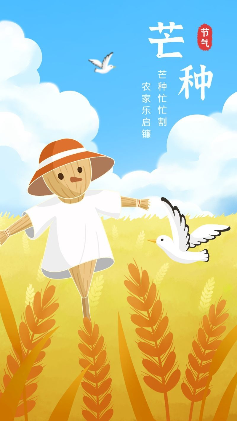 /static/assets/images/default-pic.png 芒种,麦田,稻草人,海报