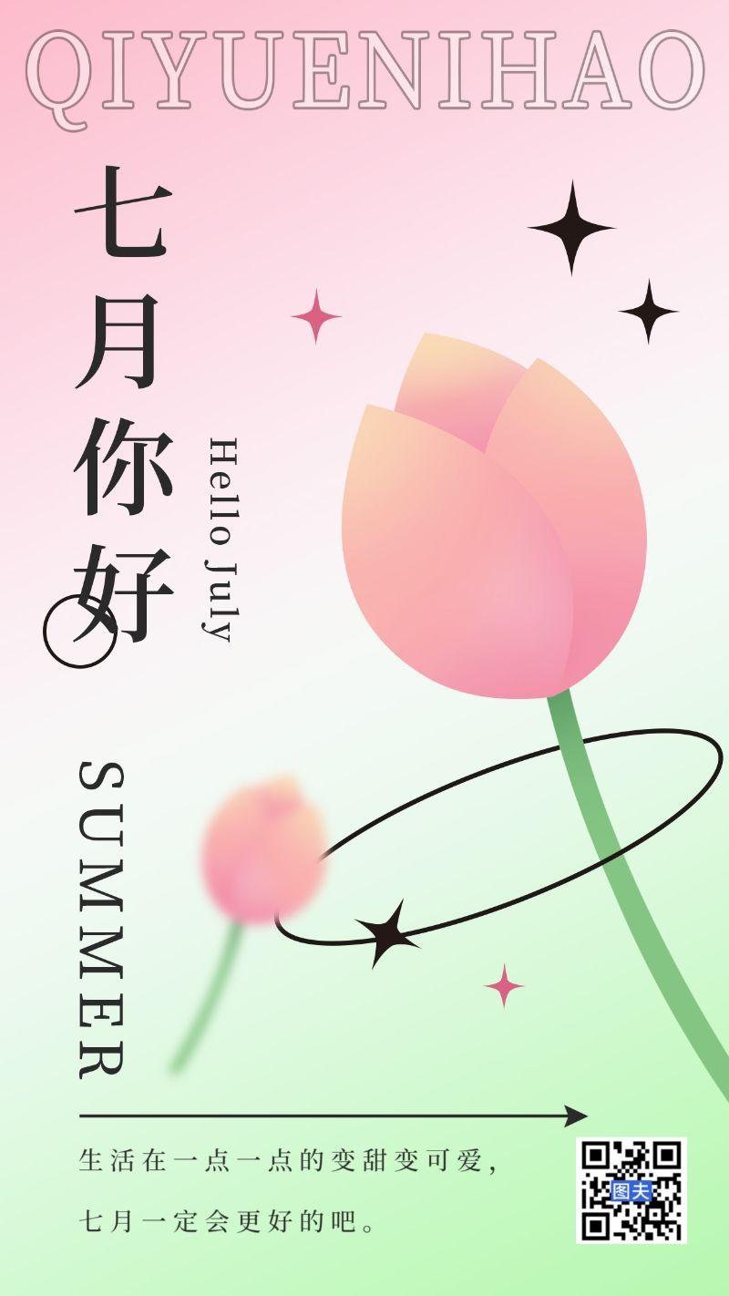七月你好，花，海报