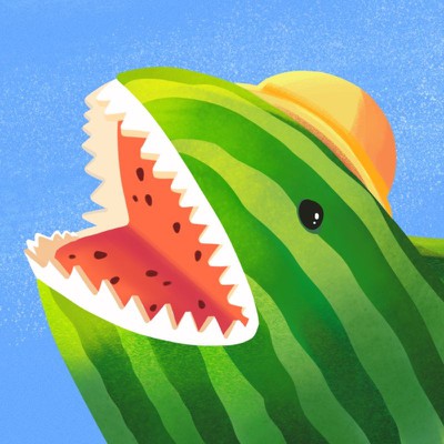 西瓜鲨鱼，夏日，可爱，微信头像