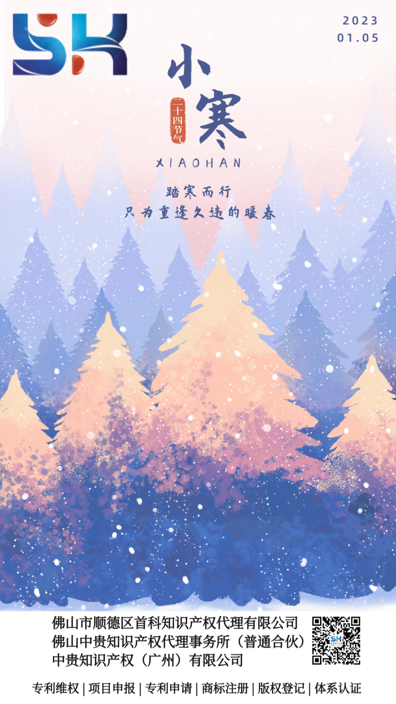 小寒，二十四节气，手绘，雪，手机海报