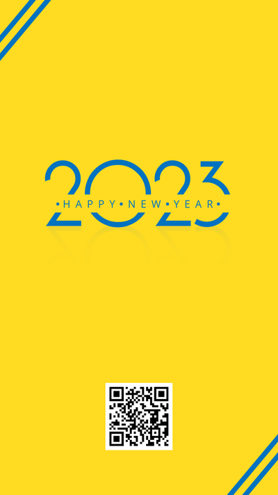 2023蓝黄清新年快乐