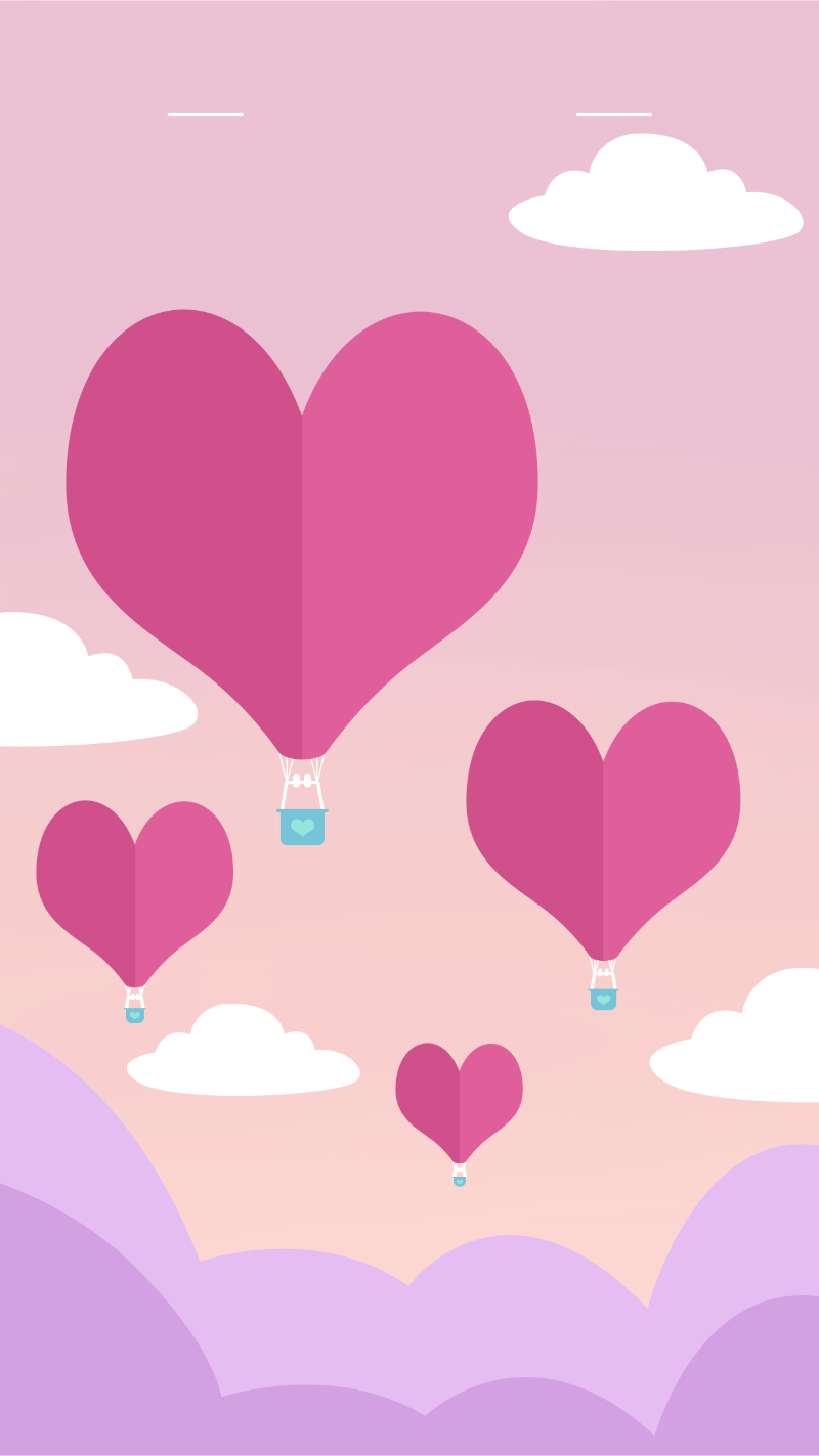 情人节快乐，爱心，热气球，矢量插画