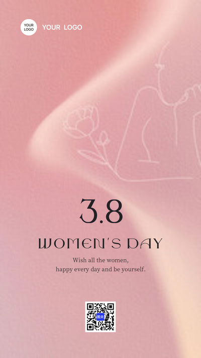 三月八日妇女节海报粉色