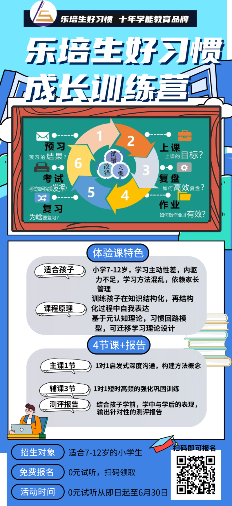 秋季亲子体验夏令营插画风手机海报